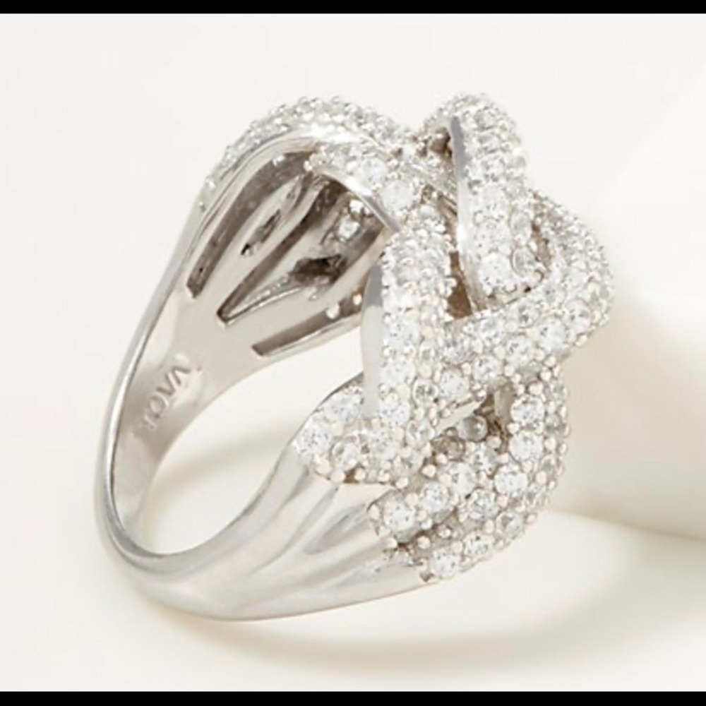 Tova Diamonique crossover braid ring